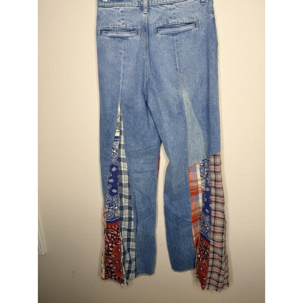 Free People Cortez Pieced Jeans We The Free Patchwork Flare Blue 27 - Picture 5 of 15